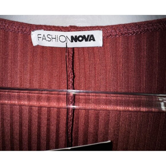 Fashion Nova Sweet Like Sugar Wrap Dress Large Rose Brown Sexy Stretch NWT Date - Picture 3 of 5